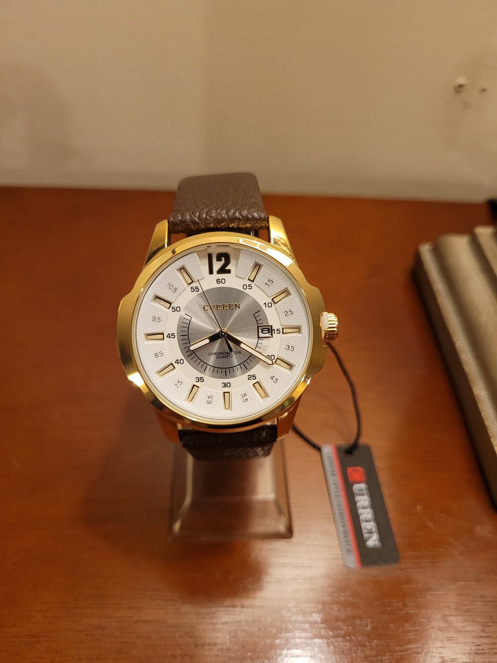 Brand New Gold & White Curren Chronometer Quartz Men's Watch